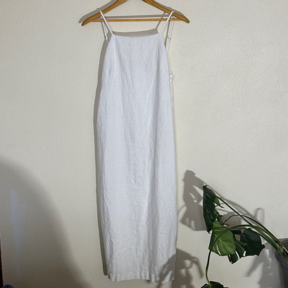 Madewell White Linen Maxi Slip Dress with Spaghetti Straps